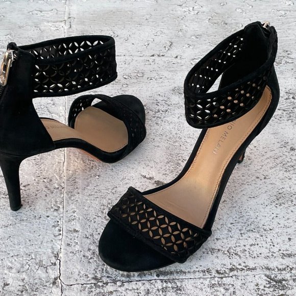 Antonio Melani Women Heel Sandal Sandal Black Leather Shoes Size 9.5M - Picture 6 of 11